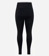 Pantalón deportivo tipo legging de la marca Get Over, confeccionado en microfibra elástica con cintura cruzada y detalle de viés contrastante.