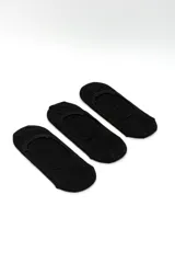 Pack de tres pares de medias invisibles de color negro, diseñadas para no verse al usar calzado bajo.
