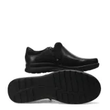 Zapatos casuales de mujer Lombardino Mery, color negro, confeccionados en cuero y nobuk, con diseño tipo slip-on, cierre lateral y suela plana de goma.