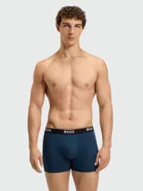 Pack de tres bóxers de algodón elástico con cintura elástica personalizada con el logo de la marca.