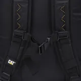 Mochila negra unisex marca CAT, modelo Explorer Cabin Backpack. Cuenta con correas ajustables para los hombros con malla transpirable, asas laterales de tela, asa de tela, bolsillo frontal con cremallera, correa ajustable para el pecho, compartimento principal trasero con bolsillo acolchado para un ordenador portátil y correas de compresión en los laterales. Fabricada con poliéster ripstop 450D.