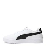 Championes urbanos Puma modelo Court Classic Clean, color blanco con la icónica franja lateral en negro. Presentan un diseño de corte bajo con suela de goma resistente y cierre de cordones.