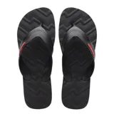 Sandalias Havaianas modelo Track, color negro con logo en rojo.