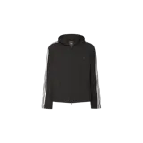 Campera con capucha Y-3 modelo Track Jacket U Wire, color negro, con cierre frontal y franjas blancas en las mangas.