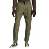 Pantalón verde oliva de microcanvas con cintura elástica ajustable con cordón, bolsillos laterales y corte recto.