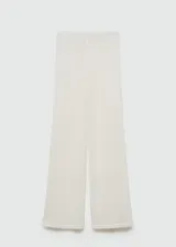Pantalón de punto fino con diseño recto y largo, confeccionado en tejido semitransparente con cintura elástica.