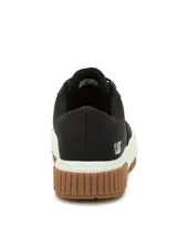Championes Cat modelo Amp Canvas, color negro con suela de plataforma color caramelo. Presentan capellada de canvas con detalles en PU, cierre mediante cordones y logo de la marca en el lateral y la lengüeta.