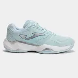 Championes Joma Master 1000 de color celeste, diseñados para pádel y tenis, con capellada de malla y material sintético, logo lateral plateado y suela de caucho con amortiguación.