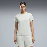 Remera deportiva Puma W Run Velocity de manga corta y cuello redondo, color verde claro.