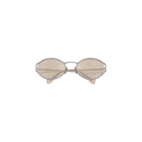 Lentes de sol Miu Miu con armazón ovalado completo de metal plateado y cristales degradados en tonos marrones claros.