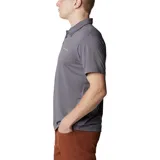 Chomba de senderismo Columbia Hike Polo Omni-Wick de color gris, con tecnología de absorción de humedad, cuello polo y cierre frontal con tres botones.