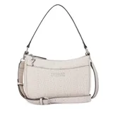 Cartera Guess modelo Granby de silueta estructurada, color rosa claro con estampado monograma de la marca. Cuenta con cierre superior, bolsillo frontal, herrajes plateados y correa ajustable que permite llevarla al hombro o cruzada.
