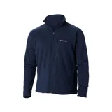 Campera polar Columbia Fast Trek II Fleece color azul marino, con cierre frontal, bolsillos laterales con cierre y logo de la marca bordado en el pecho.