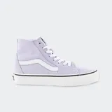 Championes de caña alta Vans Sk8-Hi Tapered, color lila con detalles en blanco.