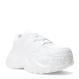 Championes blancos con plataforma alta y suela con diseño irregular.