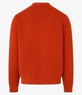 Suéter celeste de punto con textura acanalada horizontal, cuello redondo y mangas largas con puños ajustados.