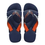 Sandalias Havaianas Power 2.0 para hombre, color azul marino con detalles en amarillo y diseño texturizado en la plantilla.