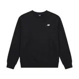 Buzo de cuello redondo New Balance, color negro, con logo pequeño bordado en el pecho y puños acanalados.