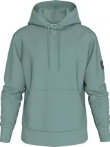 Buzo con capucha Calvin Klein color verde agua, de corte regular, con cordones ajustables, puños y bajo con punto canalé, bolsillo canguro e insignia con el logo de Calvin Klein en la manga.