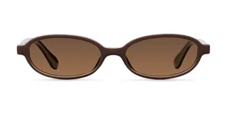 Lentes de sol con montura ovalada de color chocolate y cristales polarizados en tono marrón. Diseño ligero y estilizado con protección UV400.
