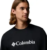 Remera de algodón orgánico color negro, con cuello redondo, mangas cortas y logo de la marca estampado en blanco en el centro del pecho.