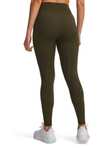 Calza deportiva de tiro alto con diseño sin costuras, confeccionada en tejido elástico con texturas estratégicas que se adaptan al cuerpo. Presenta un diseño bicolor en tono verde oliva con detalles en contraste, ofreciendo alta transpirabilidad y secado rápido.