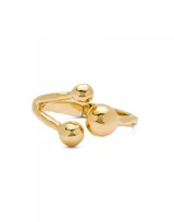 Pulsera rígida dorada con tres bolas en aleación de metales bañadas en oro 18k.