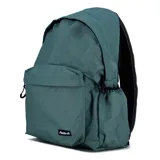 Mochila de color azul marino, con diseño clásico y bolsillo frontal con cierre. Presenta un parche blanco con el logo "Austral" en la parte inferior del bolsillo frontal.