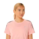 Remera deportiva Asics negra de manga corta con logo reflectivo en el pecho y diseño de rayas en los hombros.