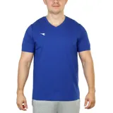 Remera deportiva Diadora para hombre, color azul vibrante, con cuello en V y manga corta. Presenta un pequeño logo blanco de la marca en el pecho izquierdo.