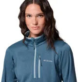 Buzo polar Columbia de cuello alto con cierre frontal parcial y bolsillo con cierre en el pecho. Presenta un diseño técnico con tecnología Omni-Wick para absorción de humedad, puños y cuello con ribetes en contraste.