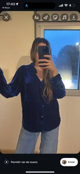 Camisa de terciopelo color negro, azul y verde oliva.