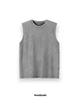 Musculosa gris con cuello redondo y corte oversize.