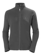 Campera de micropolar doble pesado color negro, con cuello alto y cierre frontal.