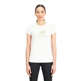 Remera de algodón de corte atlético, color blanco, con cuello redondo, mangas cortas y logo de la marca estampado en el centro del pecho en color verde oliva.