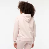 Buzo rosa de muletón con capucha, corte estándar y bolsillo canguro.