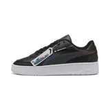 Championes Puma BMW MMS CA Match, color negro con detalles en azul y rojo, con logo de BMW Motorsport en el lateral y suela blanca.