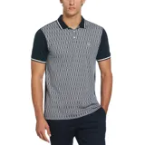 Polo de hombre con frente tejido en jacquard de rombos/geo que aporta textura y un look distinto sin perder la esencia clásica de Penguin. Calce regular y cuello de punto.