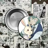Pin metálico con ilustración de Legoshi y Haru, personajes del anime Beastars.