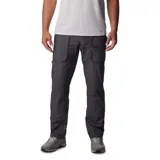 Pantalón cargo Columbia de corte recto, color gris oscuro, con múltiples bolsillos funcionales, incluyendo bolsillos laterales, bolsillos cargo con cierre de velcro y bolsillos traseros. Cuenta con trabillas para cinturón, anilla en D y dobladillo ajustable con ceñidor.