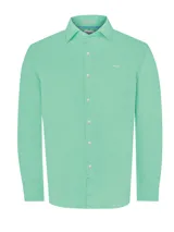 Camisa de manga larga RKF en color verde menta, confeccionada en algodón orgánico con tecnología Fresh Technology. Presenta cuello italiano, cierre frontal con botones y logo de la marca bordado en el pecho.