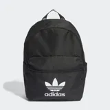 Mochila Adidas Adicolor negra con logo blanco estampado en el frente y correas acolchadas ajustables.