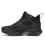 Bota de trekking Merrell modelo Speed Strike 2 Mid Waterproof, color negro. Presenta un diseño atlético con membrana impermeable, parte superior de malla y cuero sintético, cuello acolchado, entresuela de espuma EVA para mayor estabilidad y suela de goma con tracción duradera.