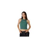 Musculosa de canalé verde oscuro con cuello redondo y pequeño logotipo bordado en el centro del pecho.