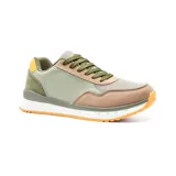 Championes deportivos American Sport modelo Davo, color blanco con detalles en beige, gris y azul.