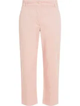 Pantalón chino recto color rosa pálido, de corte slim y largo cropped.