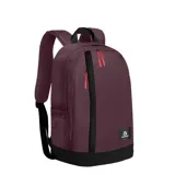 Mochila Topper color bordó con base negra, tiras acolchadas negras y detalles en rojo en los cierres.