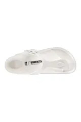 Sandalia Birkenstock modelo Gizeh, hecha de material EVA ultraligero, flexible e impermeable, color blanco.