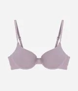 Soutien push-up de microfibra color bordó, con tirantes ajustables y copas moldeadas con relleno.