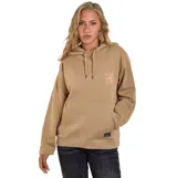 Canguro O'Neill con capucha y cordones ajustables, color beige. Presenta un bolsillo frontal tipo canguro y un pequeño estampado gráfico en el pecho con diseño de sol.